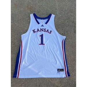 Adidas Kansas Jayhawks Basketball Jersey White / Royal Blue HG8882 Men's Size XL